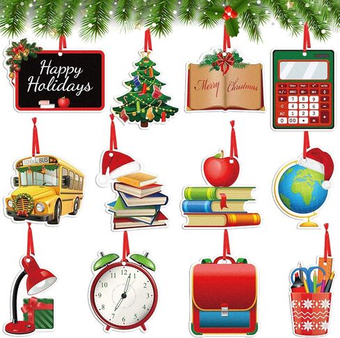 12 Pieces Christmas Farm Animal Ornament Christmas Cow Ornament Wooden Farm Animal Christmas Tree Hanging Decorations for Farmhouse Xmas Tree Decor (Farm Animals) in Saudi Arabia
