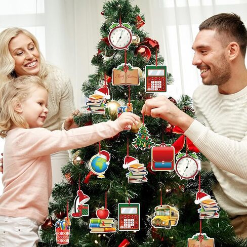 12 Pieces Christmas Farm Animal Ornament Christmas Cow Ornament Wooden Farm Animal Christmas Tree Hanging Decorations for Farmhouse Xmas Tree Decor (Farm Animals) in Saudi Arabia