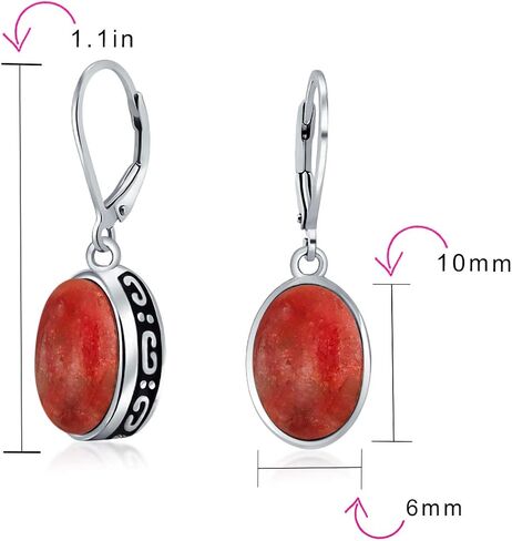 Boho Western Style Gemstone Oval Lever Back Drop Dangle Earrings For Women .925 Sterling Silver Semi Birthstone Colors in Saudi Arabia