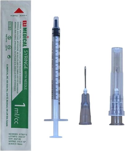 حقنة بيطرية Luer Slip 1cc (1ml) TB، 27G x 1/2 بوصة (13 مم)، مختومة بشكل فردي، 100 لكل صندوق، 01TB2713 in Saudi Arabia