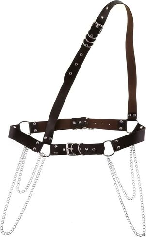 Women's Waist Belt Punk Rock Leather Body Straps Harness Belt Adjustable Rock Chain Leather Belt in Saudi Arabia