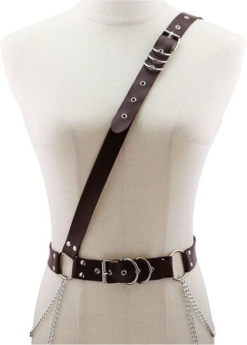 Women's Waist Belt Punk Rock Leather Body Straps Harness Belt Adjustable Rock Chain Leather Belt in Saudi Arabia