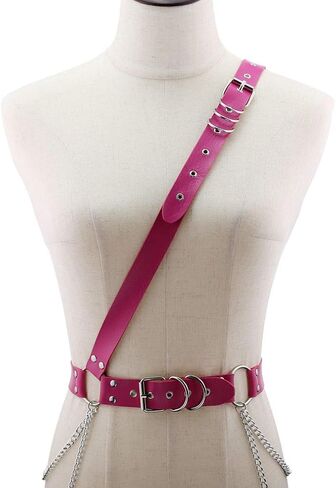 Women's Waist Belt Punk Rock Leather Body Straps Harness Belt Adjustable Rock Chain Leather Belt in Saudi Arabia