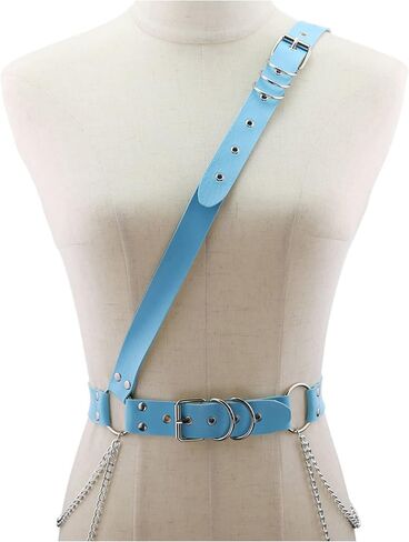Women's Waist Belt Punk Rock Leather Body Straps Harness Belt Adjustable Rock Chain Leather Belt in Saudi Arabia
