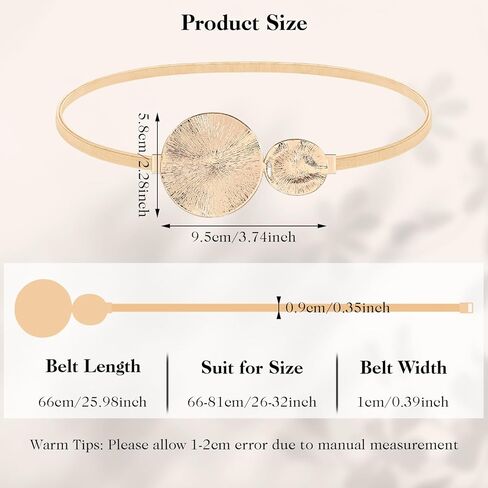 Women Skinny Metal Belt, Thin Elastic Belt for Dress Gold Waist Belt Stretch Waistband in Saudi Arabia