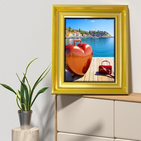Abtgt Gold 8x10 Picture Frames, Vintage Style 8 x 10 Photo Frame for Wall and Home Decor, Tabletop or Wall Mount. in Saudi Arabia