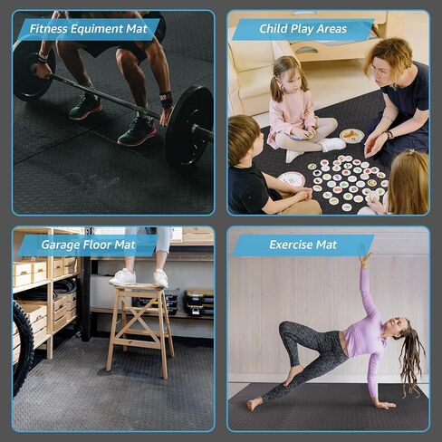 سجادات تمرين ألغاز إيفا Art3d، بلاط متشابك من الفوم السميك 1/2 بوصة و3/4 بوصة للصالات الرياضية، والأرضيات، والتمرين، ومعدات الصالة الرياضية، حزمة من 6 و12 قطعة in Kuwait