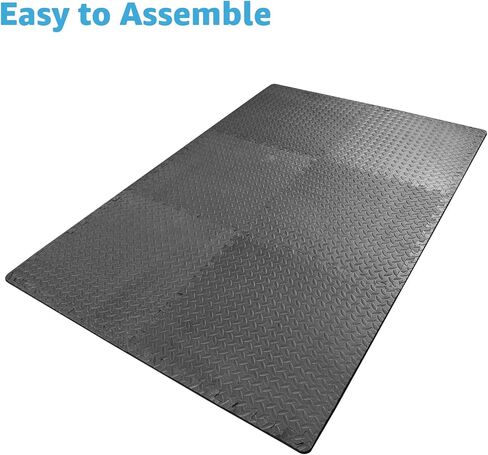 سجادات تمرين ألغاز إيفا Art3d، بلاط متشابك من الفوم السميك 1/2 بوصة و3/4 بوصة للصالات الرياضية، والأرضيات، والتمرين، ومعدات الصالة الرياضية، حزمة من 6 و12 قطعة in Kuwait