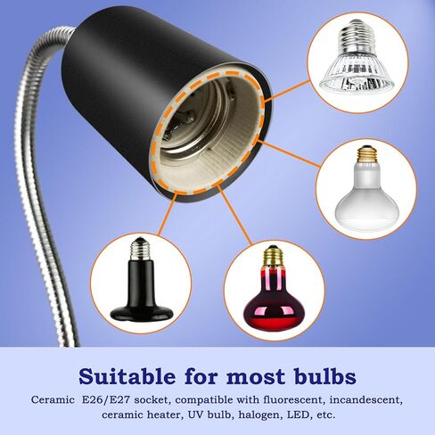 Timed Heat Lamp with Dual 50W UVB UVA Bulbs for Reptiles, Turtles, Tortoises, and Puppies: Adjustable Heat Switch, 360° Adjustable Angle, Strong Clips, Ideal for Aquarium Tanks and Basking in Kuwait