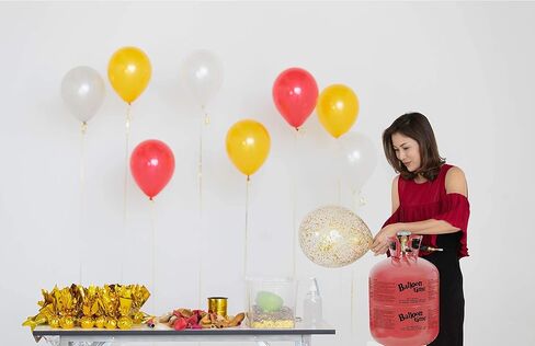 BLUE RIBBON, Helium Tank with 50 Balloons and White Ribbon + 12 Black Balloon Weights + Plus Balloon Tying Tool in Kuwait