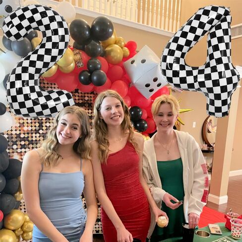 TONIFUL 40 Inch Checkered Number 3 Balloon 3rd Race Car Birthday Party Supplies Black and White Large Number Balloon for Girls Boys 3rd Birthday Fast Race Car Flag Party Decorations in Kuwait