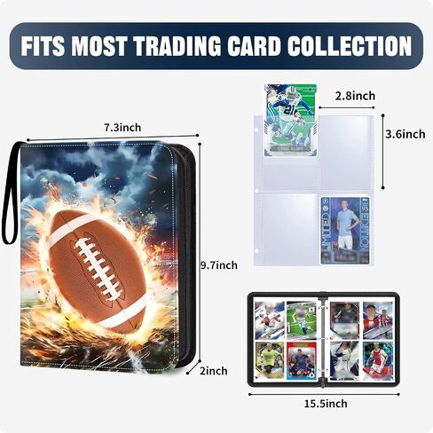 Card Binder Compatible with Football Card, Trading Card, MTG and Other TCG, Fits 400 Cards with 50 Removable Pages, Card Holder Collector for Standard Size Card in Saudi Arabia