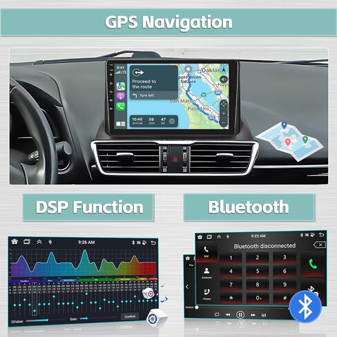 [4G+64G] Android 13 Car Stereo for Mazda 3 Axela 2014-2018, 9 Inch 1280x720 HD Touch Screen Wireless Carplay Car Radio with Android Auto 32EQ DSP GPS Navigation WiFi Backup Camera in Saudi Arabia