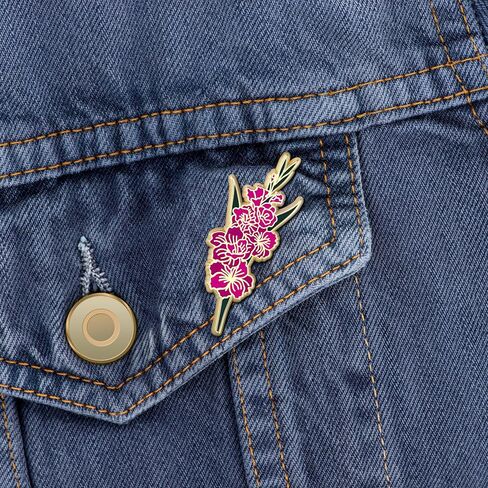 Birth Month Flower Enamel Pin - Elegant Brooch for Women's Accessories - Unique Birthday or Mother's Day Gift - Perfect for Wedding Suits & Dresses - Floral Lapel Pin - Ideal Flower Lover's in Saudi Arabia