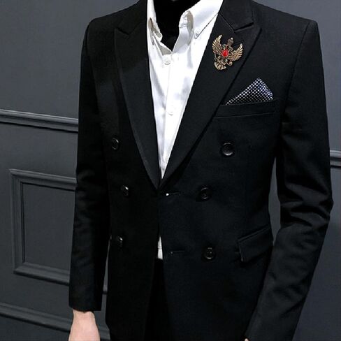 Double Headed Eagle With Winged Stone Detailing Lapel Pin Badge Coat Suit Jacket Wedding Gift Party Shirt Collar Accessories Brooch in Saudi Arabia