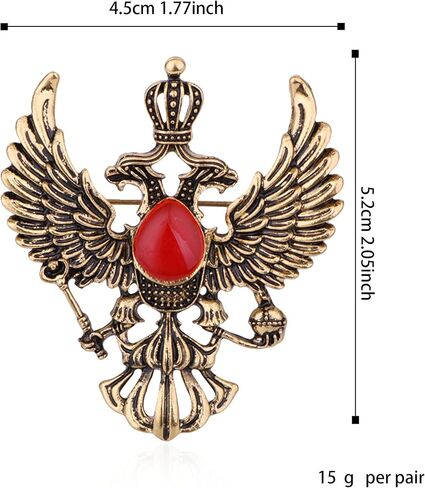 Double Headed Eagle With Winged Stone Detailing Lapel Pin Badge Coat Suit Jacket Wedding Gift Party Shirt Collar Accessories Brooch in Saudi Arabia