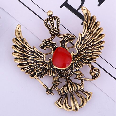 Double Headed Eagle With Winged Stone Detailing Lapel Pin Badge Coat Suit Jacket Wedding Gift Party Shirt Collar Accessories Brooch in Saudi Arabia