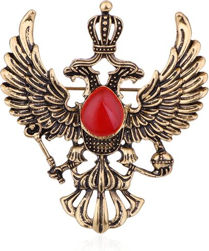 Double Headed Eagle With Winged Stone Detailing Lapel Pin Badge Coat Suit Jacket Wedding Gift Party Shirt Collar Accessories Brooch in Saudi Arabia