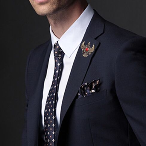 Double Headed Eagle With Winged Stone Detailing Lapel Pin Badge Coat Suit Jacket Wedding Gift Party Shirt Collar Accessories Brooch in Saudi Arabia