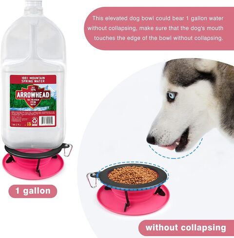 WINSEE Collapsible Dog Bowls Water, Portable Travel Pet Food Feeding Cat Bowl, Foldable Expandable Cup Dish with No Spill Non-Skid Silicone Mat, Free Carabiner for Traveling, Hiking, Camping in Saudi Arabia