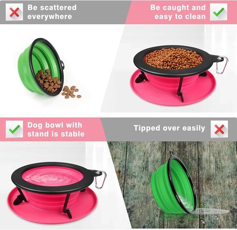WINSEE Collapsible Dog Bowls Water, Portable Travel Pet Food Feeding Cat Bowl, Foldable Expandable Cup Dish with No Spill Non-Skid Silicone Mat, Free Carabiner for Traveling, Hiking, Camping in Saudi Arabia