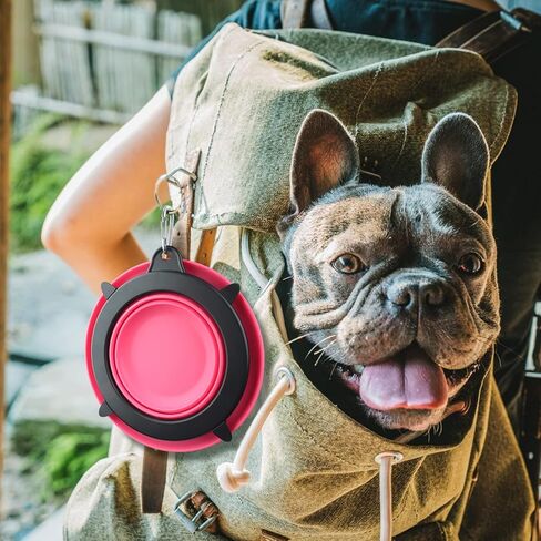 WINSEE Collapsible Dog Bowls Water, Portable Travel Pet Food Feeding Cat Bowl, Foldable Expandable Cup Dish with No Spill Non-Skid Silicone Mat, Free Carabiner for Traveling, Hiking, Camping in Saudi Arabia