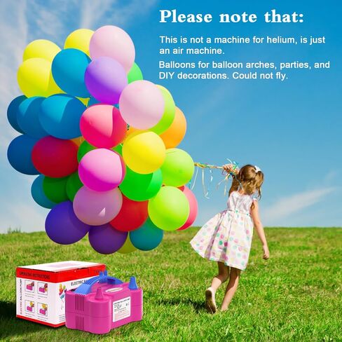 IDAODAN Electric Balloon Pump, Portable Electric Balloon Blower Machine Balloon Air Pump Dual Nozzle Rose Red 110V 600W Balloon Inflator for Party Decorations in Saudi Arabia