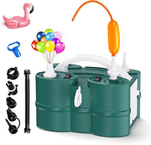 IDAODAN Electric Balloon Pump, Portable Electric Balloon Blower Machine Balloon Air Pump Dual Nozzle Rose Red 110V 600W Balloon Inflator for Party Decorations in Saudi Arabia