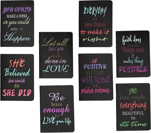 YYaaloa 24pcs Mini Notepads Black Inspirational Pocket Notebooks, Happy Journal Small Notebooks Bulk for Christmas Party Favors School Office Home Coworkers Travel Gift Present Supplies in Saudi Arabia