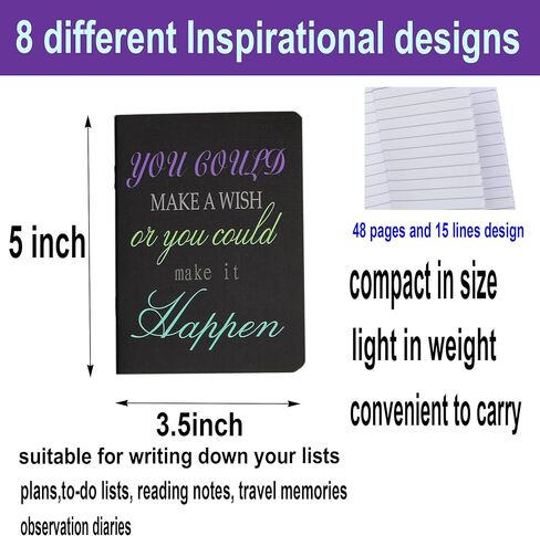 YYaaloa 24pcs Mini Notepads Black Inspirational Pocket Notebooks, Happy Journal Small Notebooks Bulk for Christmas Party Favors School Office Home Coworkers Travel Gift Present Supplies in Saudi Arabia