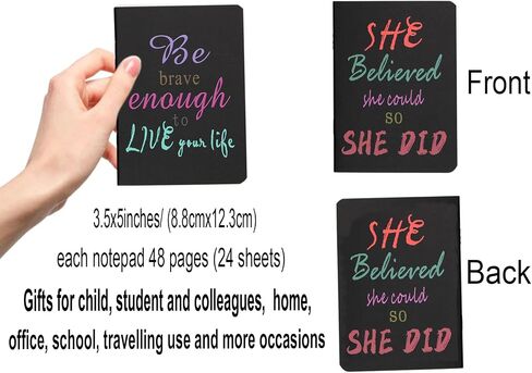 YYaaloa 24pcs Mini Notepads Black Inspirational Pocket Notebooks, Happy Journal Small Notebooks Bulk for Christmas Party Favors School Office Home Coworkers Travel Gift Present Supplies in Saudi Arabia