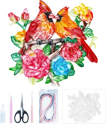 مجموعة اللف Uniquilling، مجموعات اللف الورقية، 16 * 20 بوصة مجموعات تخريمية من الورق الكاردينال مع أدوات اللف واستخدام الدليل، أعمال اللف الفنية DIY فن الجدار الحديث لغرفة المعيشة in Kuwait