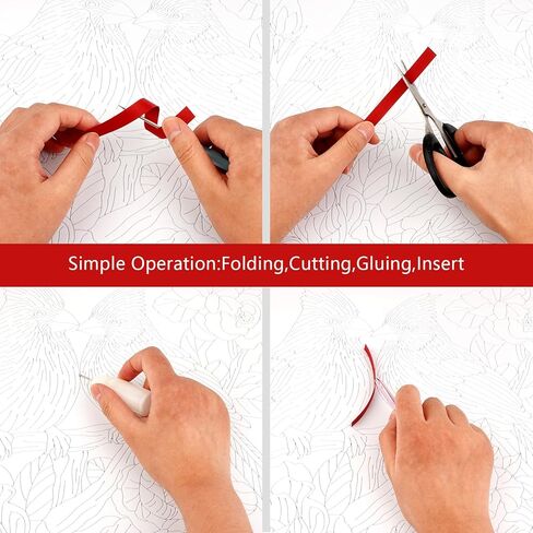 مجموعة اللف Uniquilling، مجموعات اللف الورقية، 16 * 20 بوصة مجموعات تخريمية من الورق الكاردينال مع أدوات اللف واستخدام الدليل، أعمال اللف الفنية DIY فن الجدار الحديث لغرفة المعيشة in Kuwait