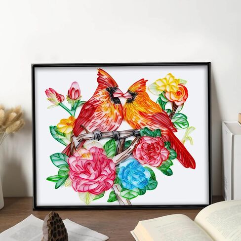 مجموعة اللف Uniquilling، مجموعات اللف الورقية، 16 * 20 بوصة مجموعات تخريمية من الورق الكاردينال مع أدوات اللف واستخدام الدليل، أعمال اللف الفنية DIY فن الجدار الحديث لغرفة المعيشة in Kuwait