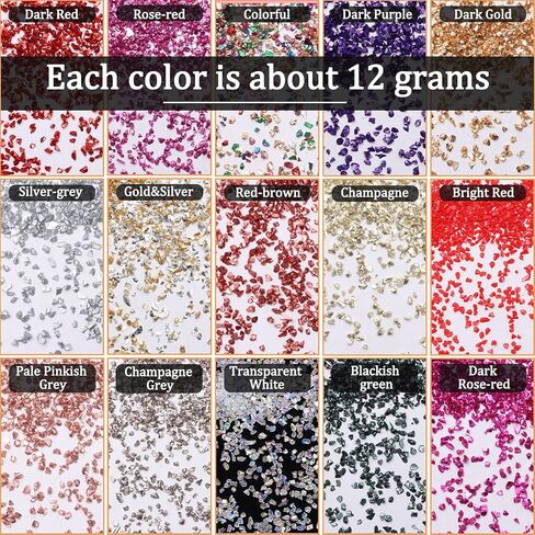Crushed Glass Chips Kit, 15 Colors Irregular Metallic Chip Broken Glass Sprinkles Chunky Glitter for Nail Art,Painting,DIY Resin Mold,Phone Case Making,Jewelry Making and Decoration in Saudi Arabia