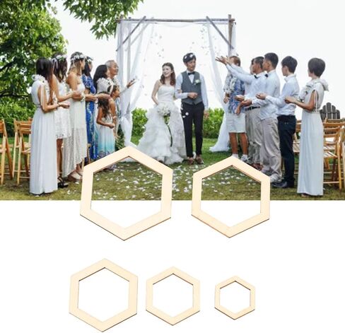 205Pcs Hexagonal Wooden Cutouts Blank Wood Pieces Wooden Cutouts Embellishments for DIY Arts Craft Project, Picture Photo Frame Decor in Saudi Arabia