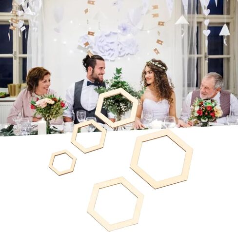205Pcs Hexagonal Wooden Cutouts Blank Wood Pieces Wooden Cutouts Embellishments for DIY Arts Craft Project, Picture Photo Frame Decor in Saudi Arabia