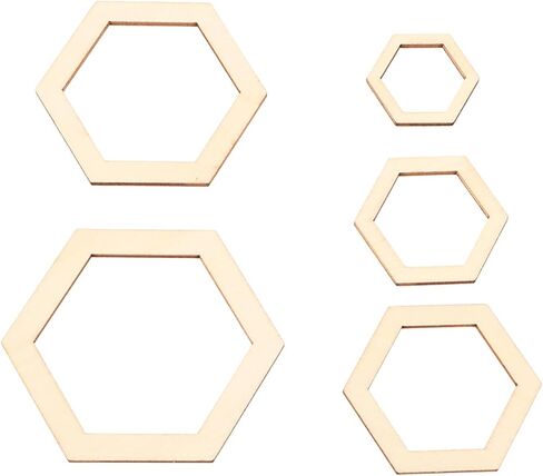 205Pcs Hexagonal Wooden Cutouts Blank Wood Pieces Wooden Cutouts Embellishments for DIY Arts Craft Project, Picture Photo Frame Decor in Saudi Arabia