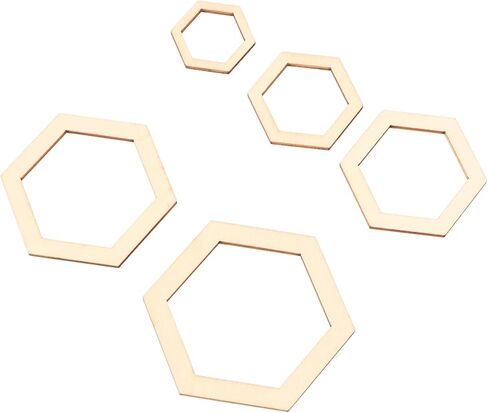 205Pcs Hexagonal Wooden Cutouts Blank Wood Pieces Wooden Cutouts Embellishments for DIY Arts Craft Project, Picture Photo Frame Decor in Saudi Arabia