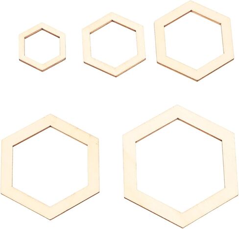 205Pcs Hexagonal Wooden Cutouts Blank Wood Pieces Wooden Cutouts Embellishments for DIY Arts Craft Project, Picture Photo Frame Decor in Saudi Arabia