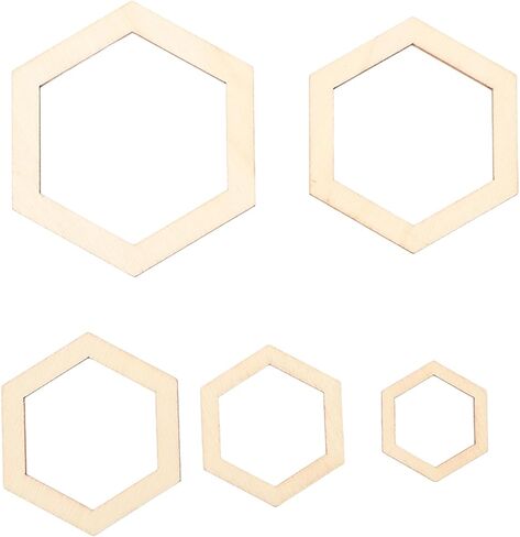 205Pcs Hexagonal Wooden Cutouts Blank Wood Pieces Wooden Cutouts Embellishments for DIY Arts Craft Project, Picture Photo Frame Decor in Saudi Arabia