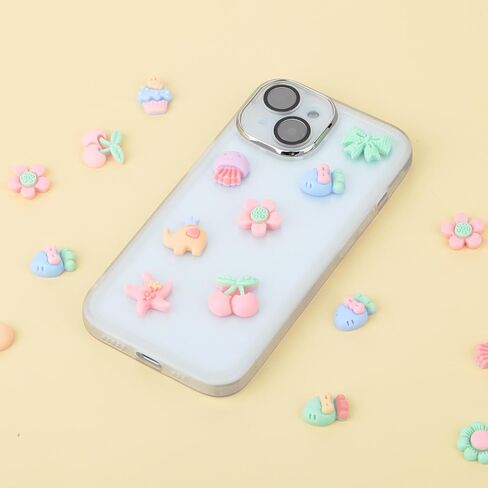 100 Pcs Candy Color Flatback Resin Flower Bow Charm Mixed Colors Cabochons Flower Flatback Fruit Animal Charms Flatback Button for DIY Craft Scrapbooking Embellishments Hair Accessories in Saudi Arabia