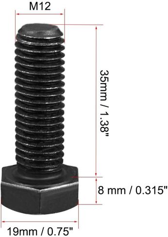 uxcell M6x16mm Hex Head Left Hand Screw Bolts Fastener Carbon Steel Black 5pcs in Saudi Arabia