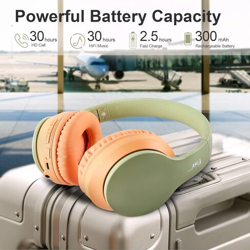 سماعات رأس بلوتوث فوق الأذن سماعة رأس ستيريو سلكية ولاسلكية قابلة للطي مع ميكروفون وأغطية أذن ناعمة خفيفة الوزن للهاتف والتلفزيون والكمبيوتر الشخصي عبر الإنترنت والمكتب المنزلي (مشمش) in Kuwait