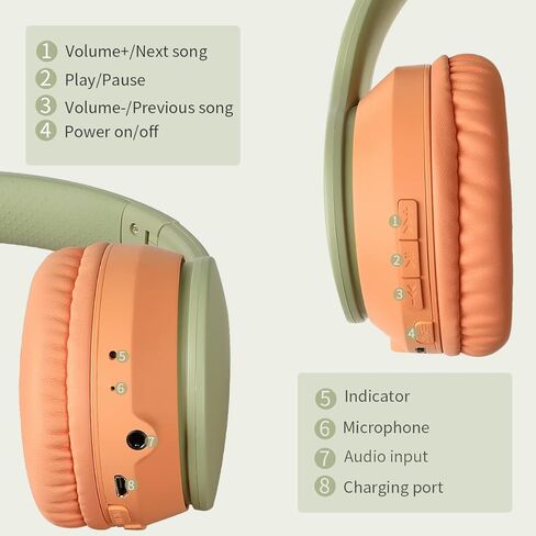 سماعات رأس بلوتوث فوق الأذن سماعة رأس ستيريو سلكية ولاسلكية قابلة للطي مع ميكروفون وأغطية أذن ناعمة خفيفة الوزن للهاتف والتلفزيون والكمبيوتر الشخصي عبر الإنترنت والمكتب المنزلي (مشمش) in Kuwait