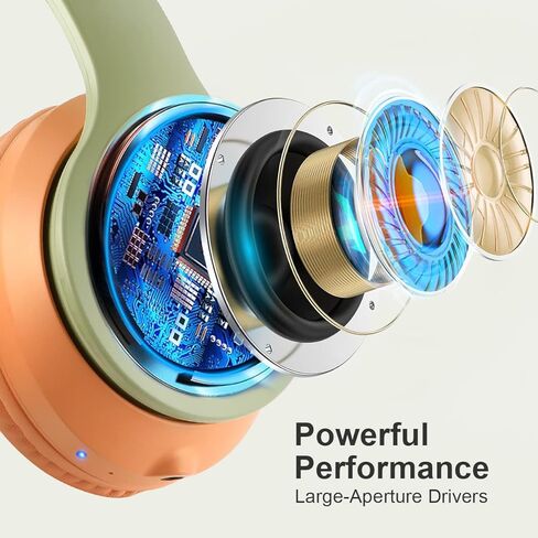 سماعات رأس بلوتوث فوق الأذن سماعة رأس ستيريو سلكية ولاسلكية قابلة للطي مع ميكروفون وأغطية أذن ناعمة خفيفة الوزن للهاتف والتلفزيون والكمبيوتر الشخصي عبر الإنترنت والمكتب المنزلي (مشمش) in Kuwait