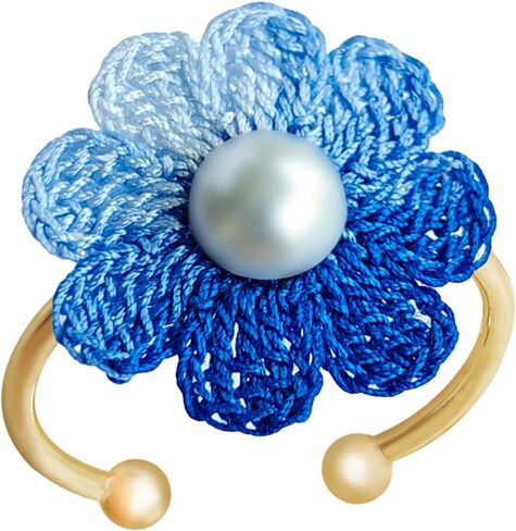 Handmade Micro Crochet Daisy Flower Ring,14K Gold Non Tarnish Statement Ring,Dainty Flower Adjustable Ring Gold Daisy Flower Ring for Women and Girls in Saudi Arabia
