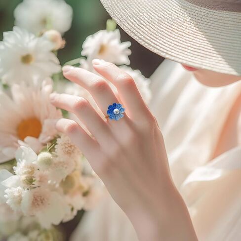 Handmade Micro Crochet Daisy Flower Ring,14K Gold Non Tarnish Statement Ring,Dainty Flower Adjustable Ring Gold Daisy Flower Ring for Women and Girls in Saudi Arabia