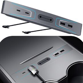 Tesla USB Hub for Tesla Model 3, Model Y Accessories 2023 2022 2021, Tesla Center Console Organizer Cable Management, 100% Fit Docking Station for Center Console, MIFMIA