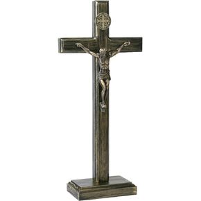 12in Crucifix Wall Cross Catholic; Wooden BurningCrucifix With Base For Home Decor